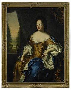 Portratt Av Drottning Ulrika Eleonora D.a. Ikladd Guldfargad Klanning Och Hermelinbramad Morkbla Mantel Och Hallande En Grankvist I Handel Portratt Av Drottning Ulrika Eleonora D.a. Ikladd Guldfargad Klanning Och Hermelinbramad Morkbla Mantel Och Hallande En Grankvist I Handel
