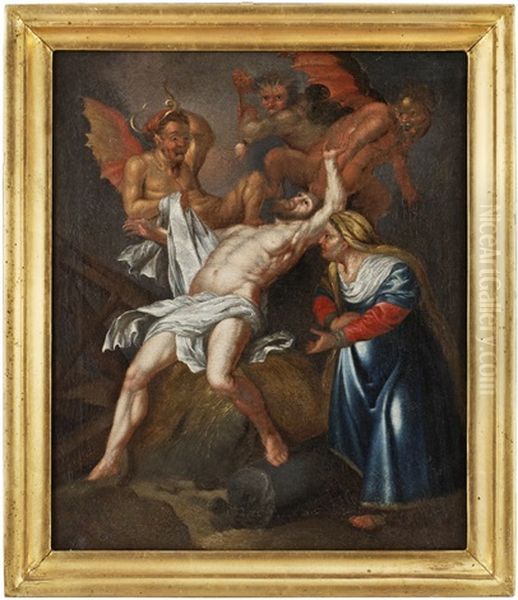 Job Hemsoks Av Satan Och Hans Demoner; Hans Hustru Formanande Honom - view 1