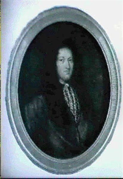 Portratt Av Greven Och Riksradet Johan Gabriel Stenbock Kladd I Brun Mantel Samt Spetsjabot, Brostbild - view 1
