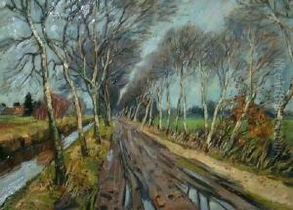 Birkenallee. Unten Rechts Signiert Und Datiert Arste 33. Verso: Etikett Kunstverein Bremen Dez. 1933 - view 1