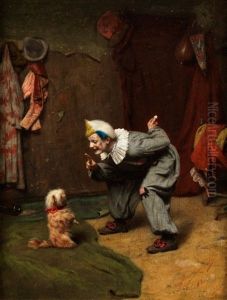 Der Zirkusclown Dressiert Ein Hundchen by Felix Ehrlich