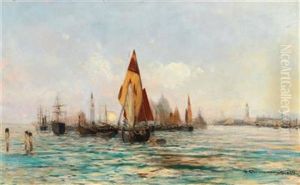 Fishing Boats Near Venice by Theodore von Ehrmanns