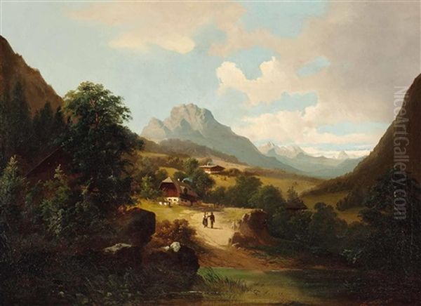 Landschaft Mit Blick Auf Den Untersberg - view 1