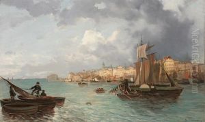 Triest. Blick Auf Die Silhouette Der Stadt Vom Wasser Aus by Theodore von Ehrmanns