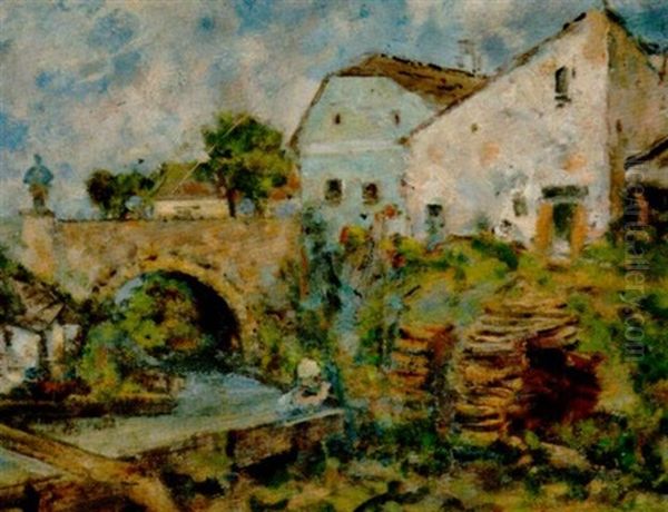Hauser Und Brucke Mit Nepomuk - view 1