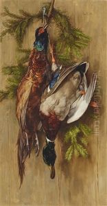 Hunting Still Life With Pheasant And Duck by Ludwig Eibl