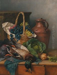 Herbstliches Stilleben Mit Weintrauben by Ludwig Eibl