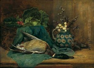 Stilleben Mit Ente Und Fruhlingsblumen Im Krug