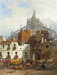 At The Cathedral Of Sevilla by Friedrich Eibner
