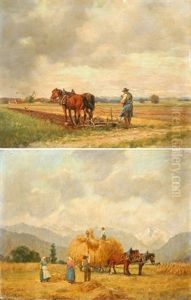 Roggenernte (+ Herbstarbeit; Pair) by Peter Eichhorn