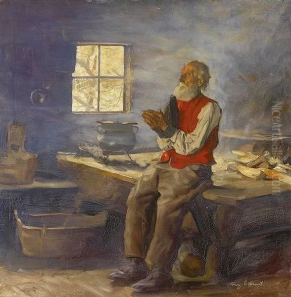 Betender Bauer In Karger Stube - view 1