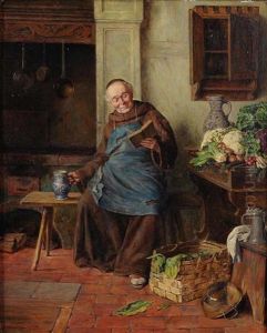 A Monk Immersed In Reading