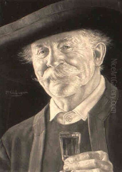 Portrait Of An Elderly Austrian Gentleman With A Glass Of Liquor - view 1