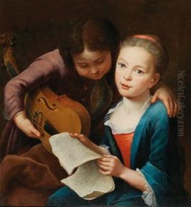 Two Children Making Music by Gottfried Eichler the Elder