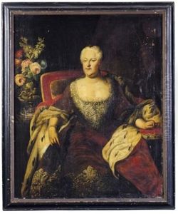 Portrait Of A Lady (christine Louise, Duchess Of Brunswick, Wife Of Duke Ludwig Rudolph?) by Johann Conrad Eichler
