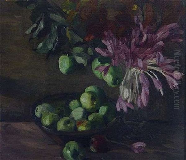 Stillleben Mit Blumen Und Apfeln - view 1