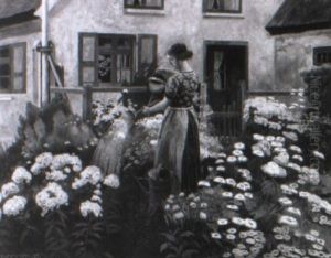 Junge G,rtnerin Im Bauerngarten by Rudolf Eichstaedt