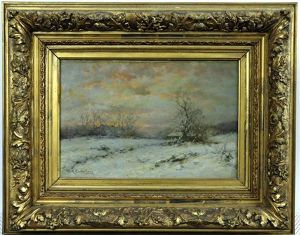 Boerderijen In Sneeuwlandscap, Mogelijk Bij Blaricum by Willem Hendrick Eickelberg