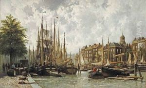 A Capriccio View Of The Nieuwezijds Voorburgwal, Amsterdam by Willem Hendrick Eickelberg