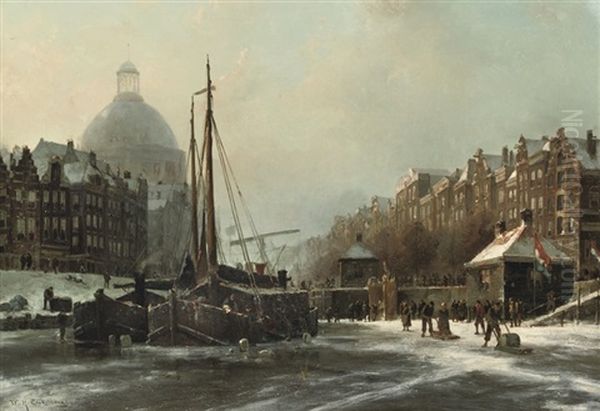 Winterdag: On The Frozen Singel, Amsterdam - view 1
