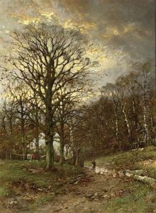 Autumn Landscape With A Farmhouse In The Distance by Willem Hendrick Eickelberg