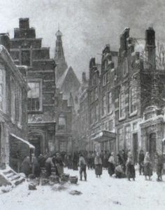 Dutch Winter Town Scene by Willem Hendrick Eickelberg