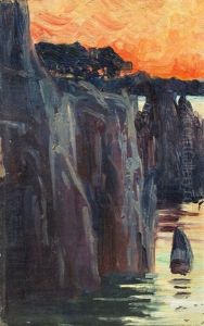 Steilkuste Im Sonnenuntergang