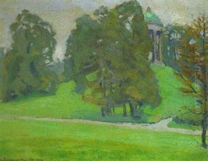 Blick Auf Den Monopterus Im Englischen Garten/munchen by Vladas Eidukevicius