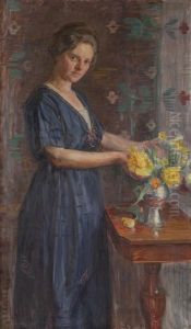 Kvinne Med Blomstervase by August Eiebakke