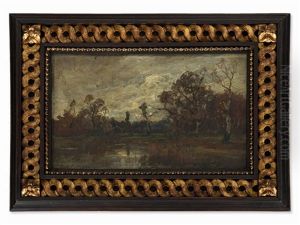 River Landscape In Autumn by Conrad Eilers