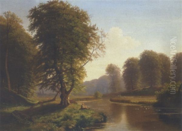 En Ung Mand Fisker I Susaen En Sommerdag - view 1