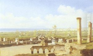 Parti Fra Pompei, Med Udsigt Mod Napoli, I Baggrunden Vesuv