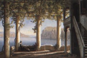 A Sunny Terrace In Amalfi by Eiler Rasmussen Eilersen