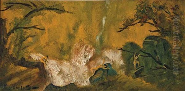 Three Nudes By A Waterfall - view 1