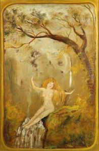 Untitled (bather In Golden Wooded ) by Louis Michel Eilshemius