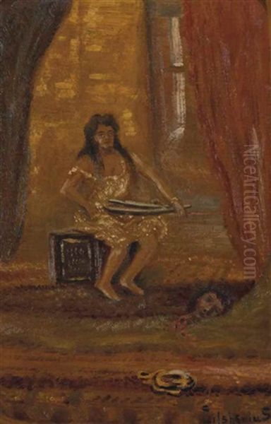 Seated Figure Holding Tray With Severed Head - view 1
