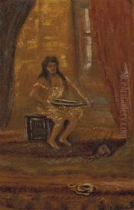 Seated Figure Holding Tray With Severed Head by Louis Michel Eilshemius