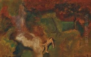 Sleeping Bather In A Gauguin Landscape by Louis Michel Eilshemius