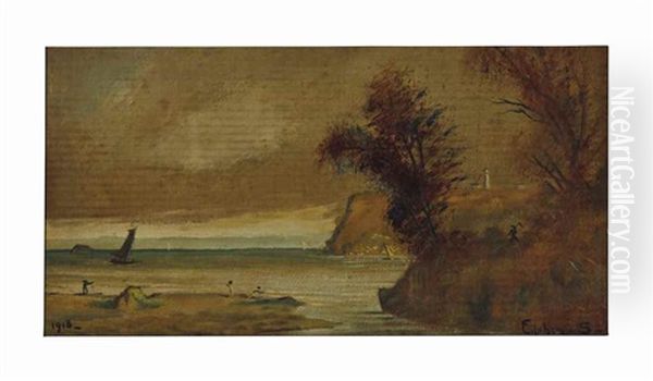 Seascape With Sailboat And Lighthouse - view 1