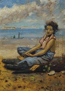 Samoan Girl On Beach by Louis Michel Eilshemius