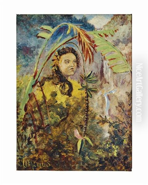 Girl And Banana Plant - view 1