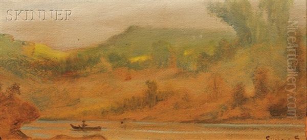 Landscape With Fisherman On A Lake - view 1