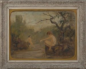 Bathers In A Romantic Landscape With Stream by Louis Michel Eilshemius