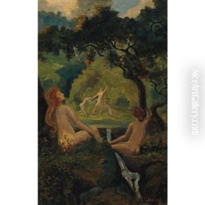 Nudes By Cascading Falls by Louis Michel Eilshemius