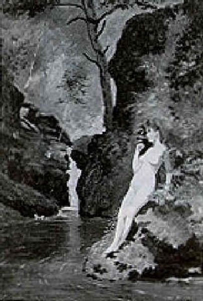 Bather By A Waterfall - view 1