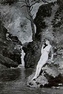 Bather By A Waterfall