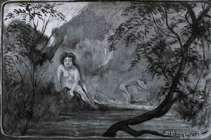 Nymph Reclining On A Rock by Louis Michel Eilshemius
