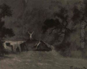Nudes And Waterfall by Louis Michel Eilshemius