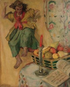 Engel Und Stilleben Mit Fruchten, Noten Und Kerze