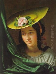 Bildnis Einer Jungen Frau Mit Rose Am Hut by Anton Einsle